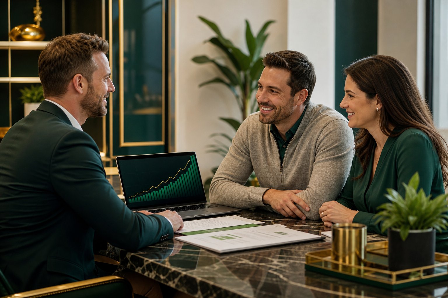 Finance Money Growth advisors meeting with clients